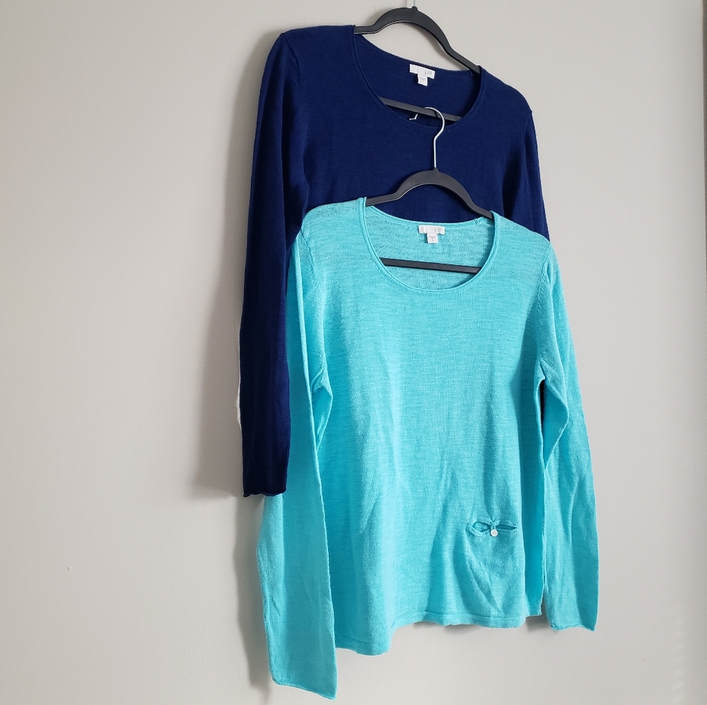 J. jill Linen/Cotton BLEND Long Sleeve knitted Top